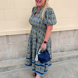 [Mary Square] Lainey Midi Dress | Orchid Damask Olive