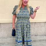 [Mary Square] Lainey Midi Dress | Orchid Damask Olive