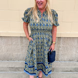 [Mary Square] Lainey Midi Dress | Orchid Damask Olive