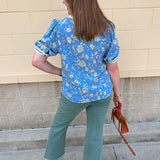 [Mary Square] Tricia Short Sleeve Blouse | Song Bird Blue