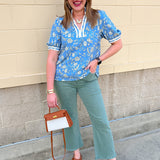 [Mary Square] Tricia Short Sleeve Blouse | Song Bird Blue