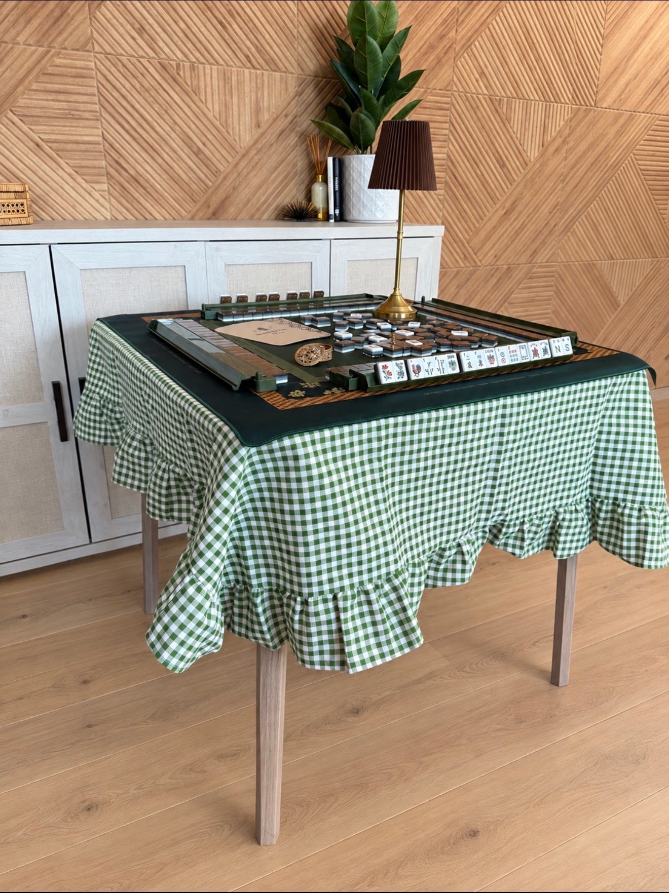 Meadow Green Gingham Ruffle Tablecloth