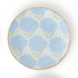 White dish with blue hydrangeas in a medium size for your Mahjong dice, change or jewelry.