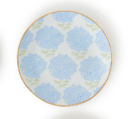 White dish with blue hydrangeas in a medium size for your Mahjong dice, change or jewelry.