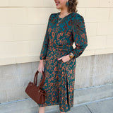 Midnight Garden Velvet Jacquard Midi Dress