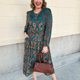 Midnight Garden Velvet Jacquard Midi Dress