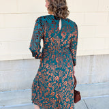 Midnight Garden Velvet Jacquard Midi Dress