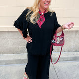 Midnight Whisper Linen Fringe Two Piece Set