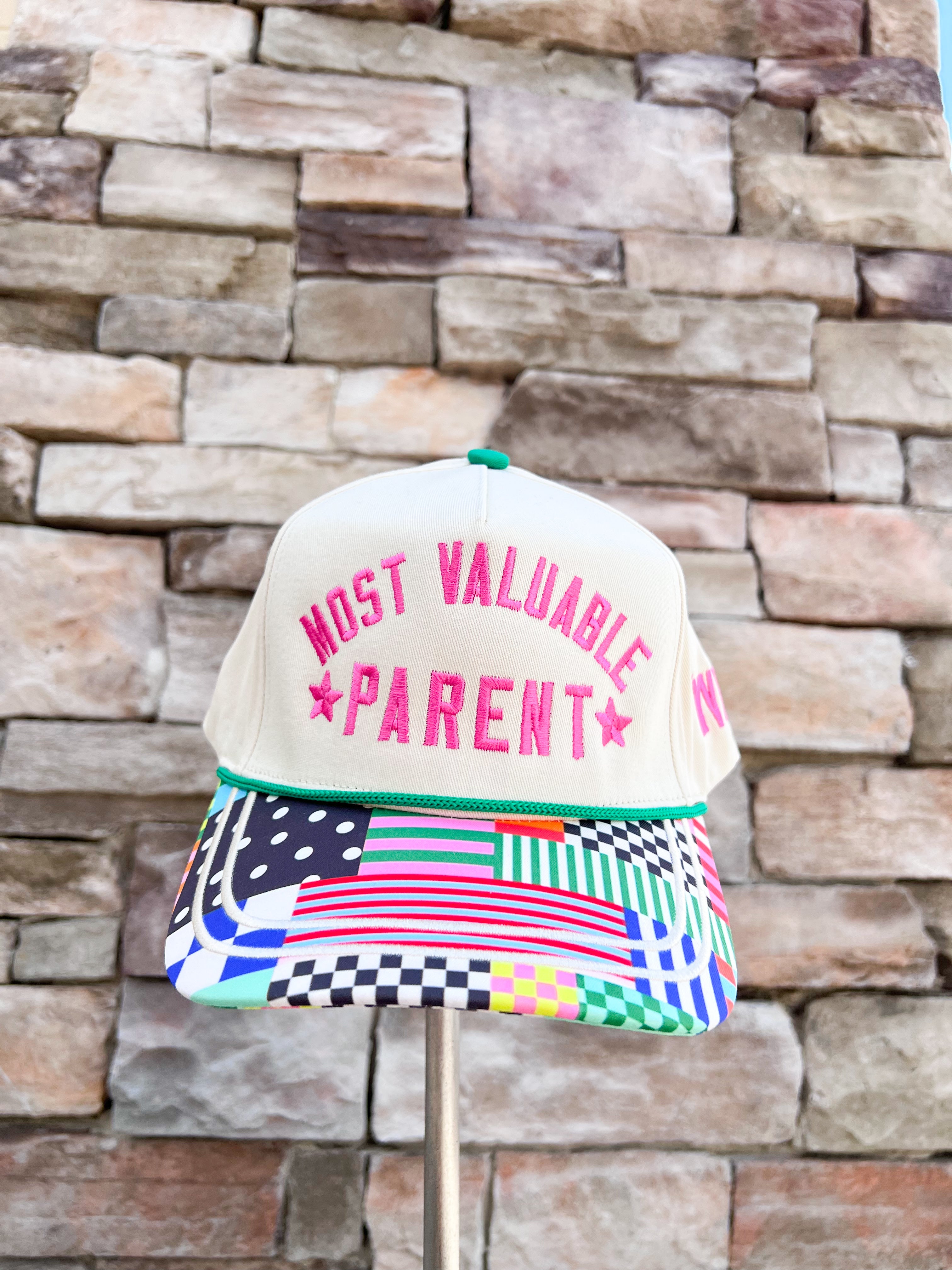 “Most Valuable Parent” Cream Trucker Hat - The Pink Pineapple 850