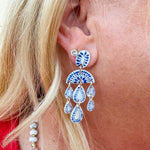 Mother of Pearl Blue and White Chandelier Earrings