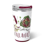 Swig brand 24oz insulated party cup featuring custom Tallahassee game day illustrations and a sliding lid
