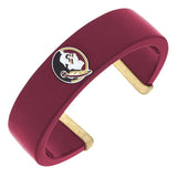 Garnet marbled resin cuff bracelet with gold FSU logo detail