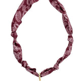 FSU bandana scarf necklace in garnet and gold with gold logo charm