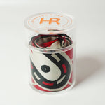 Double-sided silk twilly scarf with red paisley and tonal complementary prints from [Hampton Road]