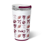 Maroon 24oz insulated SWIG party cup with footballs perfect for FSU game day.