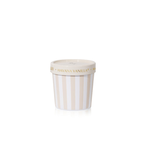 Striped gelato cup candle with lid