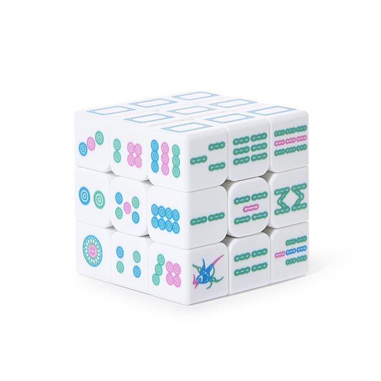 Colorful Mahjong-inspired puzzle cube packaged in a decorative gift box.