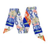 University of Florida silk twill scarflette featuring orange and blue hand-illustrated gameday design.