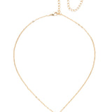 Gold-tone necklace with a single cushion-cut crystal pendant from Sorrelli’s Crystal Aurora Borealis collection.