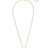 Bright gold-tone necklace with round Ultra White crystal framed in a halo setting on an adjustable chain.