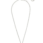 Palladium-tone necklace with halo-set round crystal pendant on a delicate chain