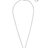 Palladium-tone necklace with halo-set round crystal pendant on a delicate chain