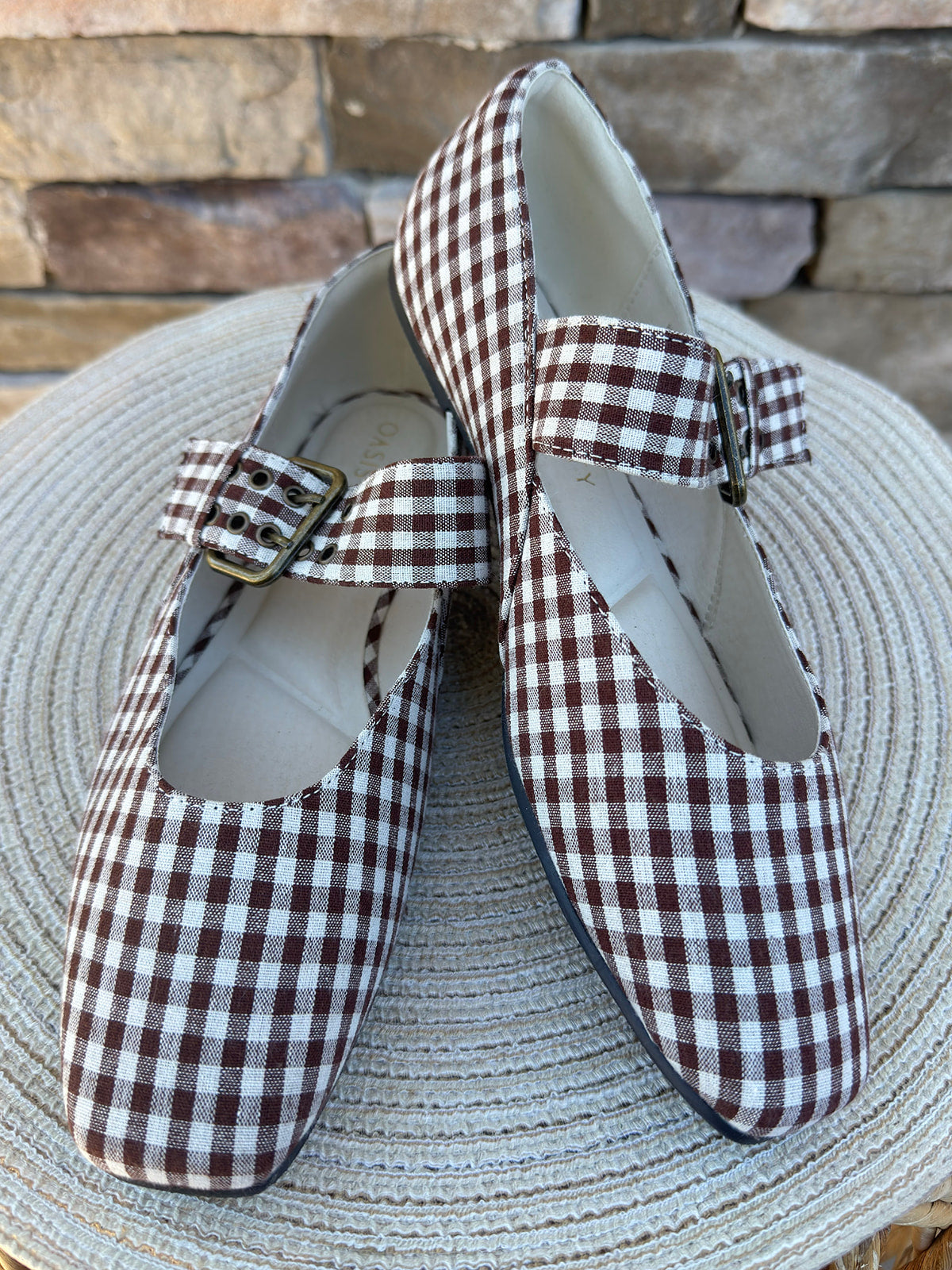 [Oasis Society] Coffee Gingham Ballet Flat- The Pink Pineapple 850