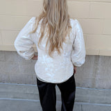 Oat Blossom Velvet Puff Sleeve Top