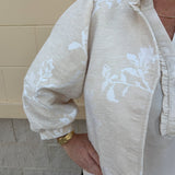 Oat Blossom Velvet Puff Sleeve Top