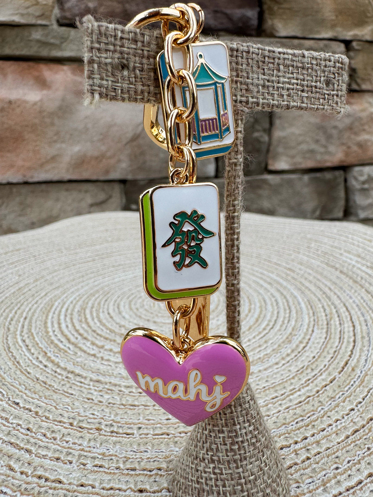 Oh My Mahj Heart Cluster Bag Charm in Pastel Multi - The Pink Pineapple 850