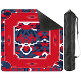 Red and Navy Ole miss inspired square mahjong playing mat