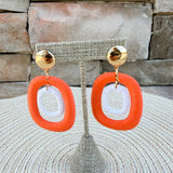 Orange Rattan Oval Drop Hoops