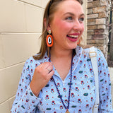Orange Rattan Oval Drop Hoops