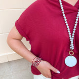 Polished Center Seam Woven Top in Garnet