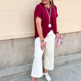 Polished Center Seam Woven Top in Garnet