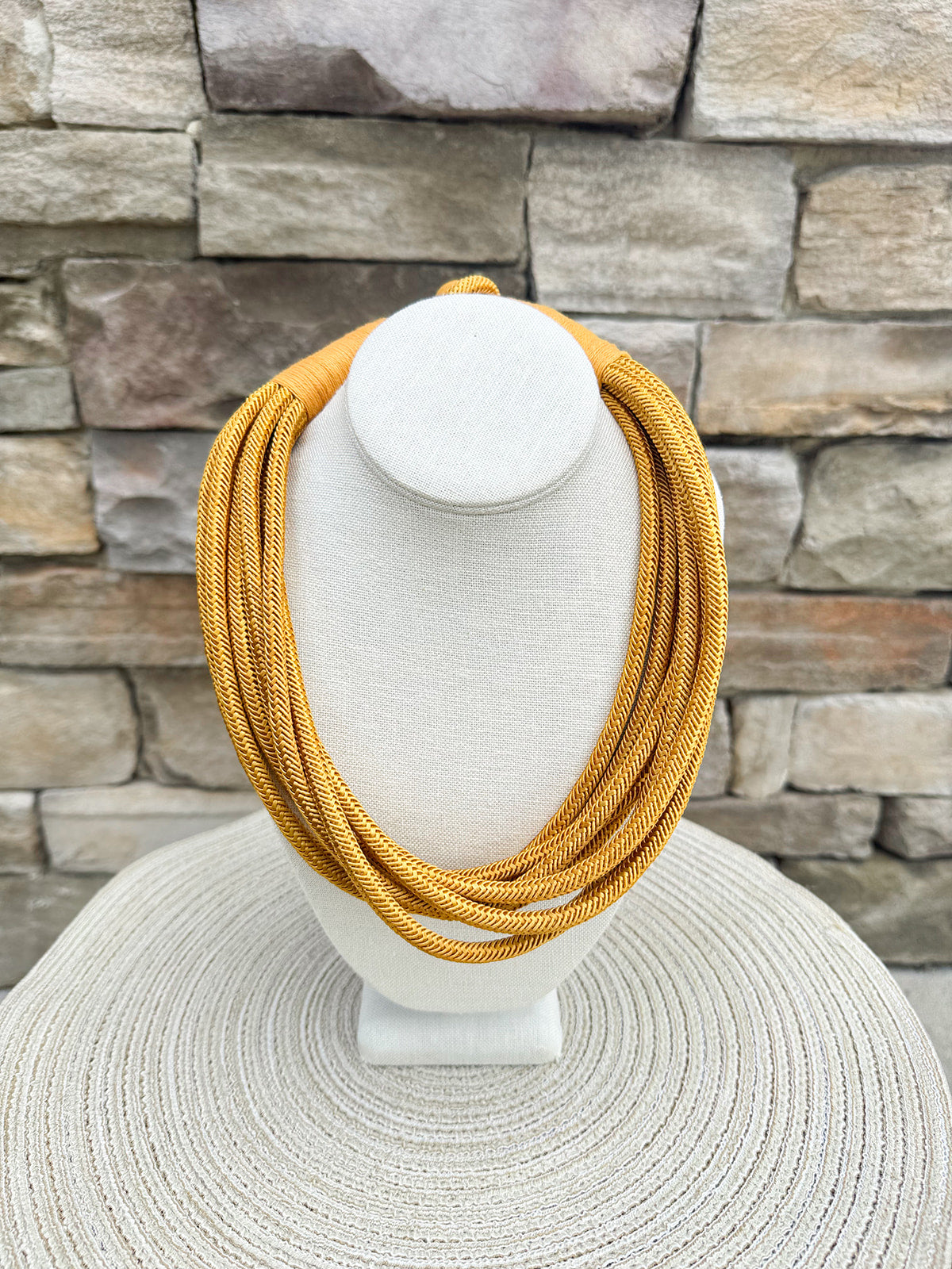 Rachel Rope Necklace in Gold  with eight strands of cotton roping