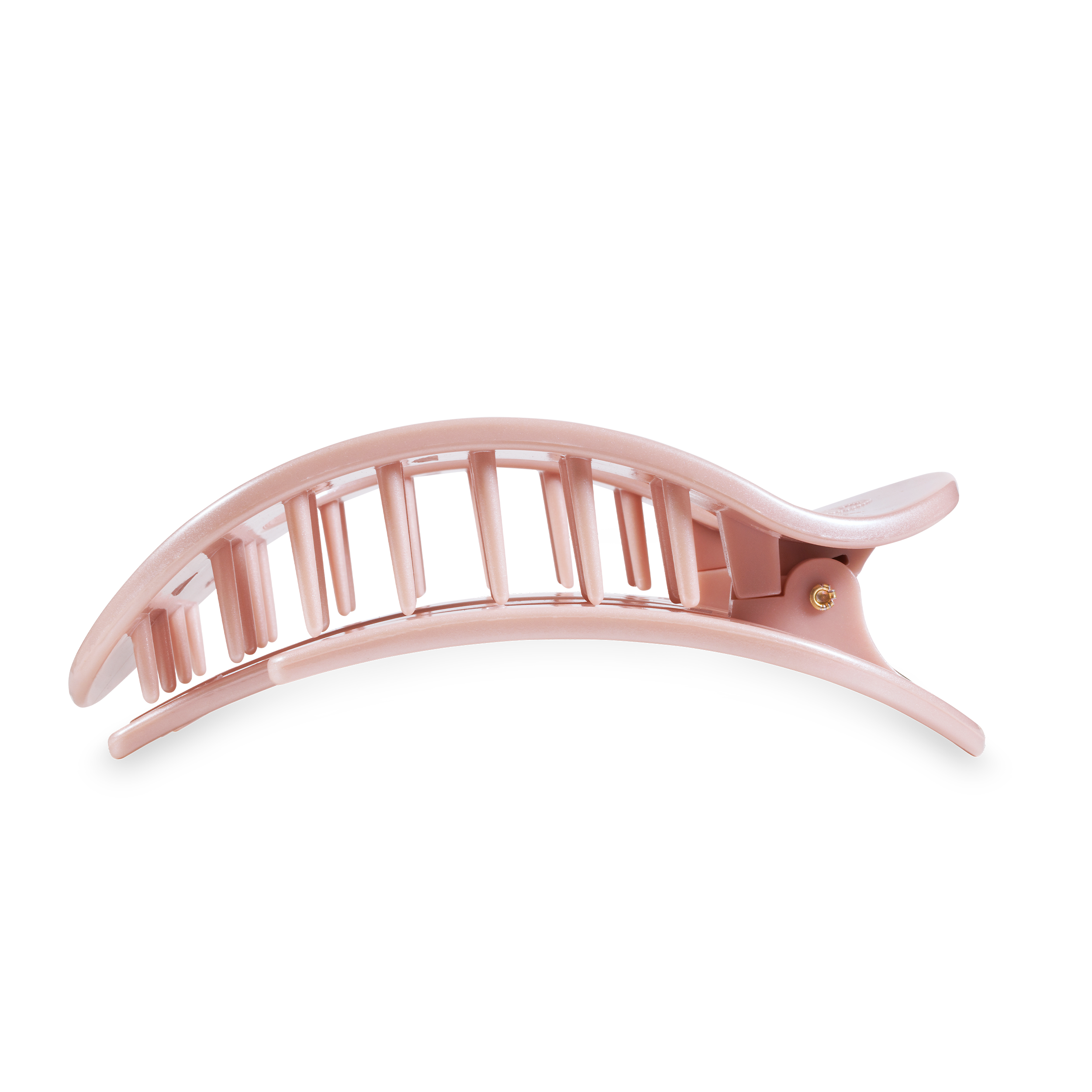 Large Round Flat Hair Clip in pearly pink with pearlized shine 