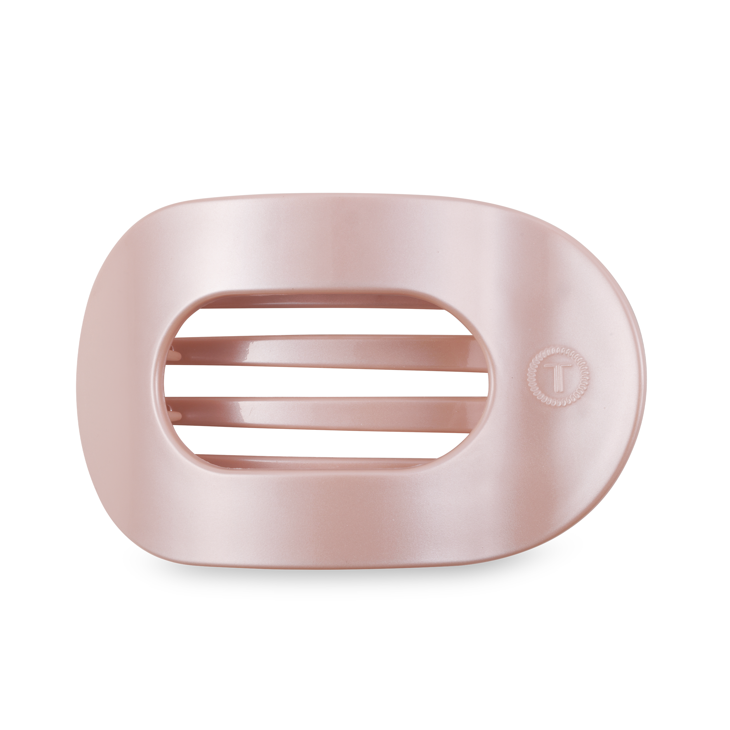 Large Round Flat Hair Clip in pearly pink with pearlized shine 
