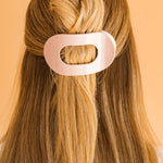 Medium Round Flat Hair Clip in pearly pink pearlized finish