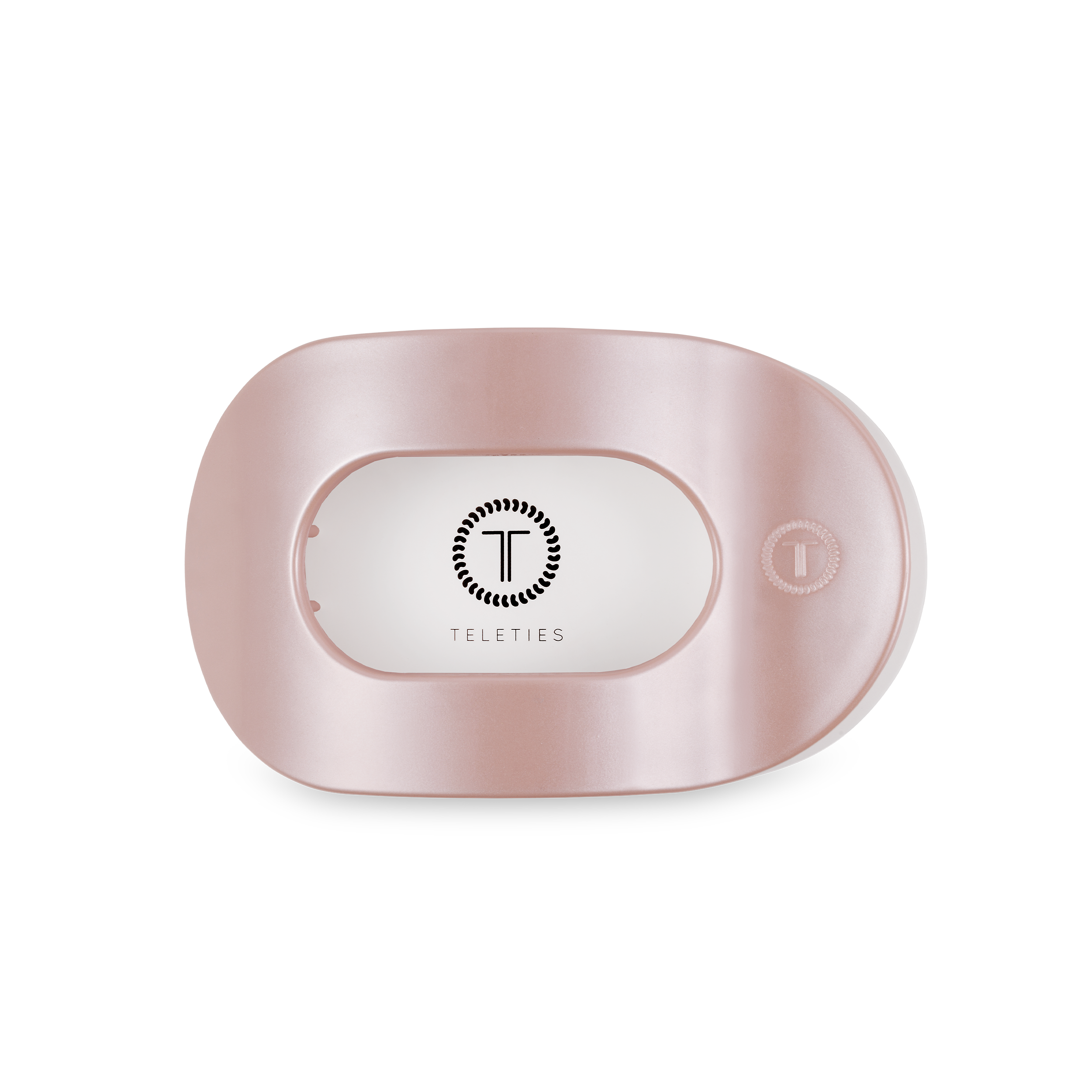 Medium Round Flat Hair Clip in pearly pink pearlized finish