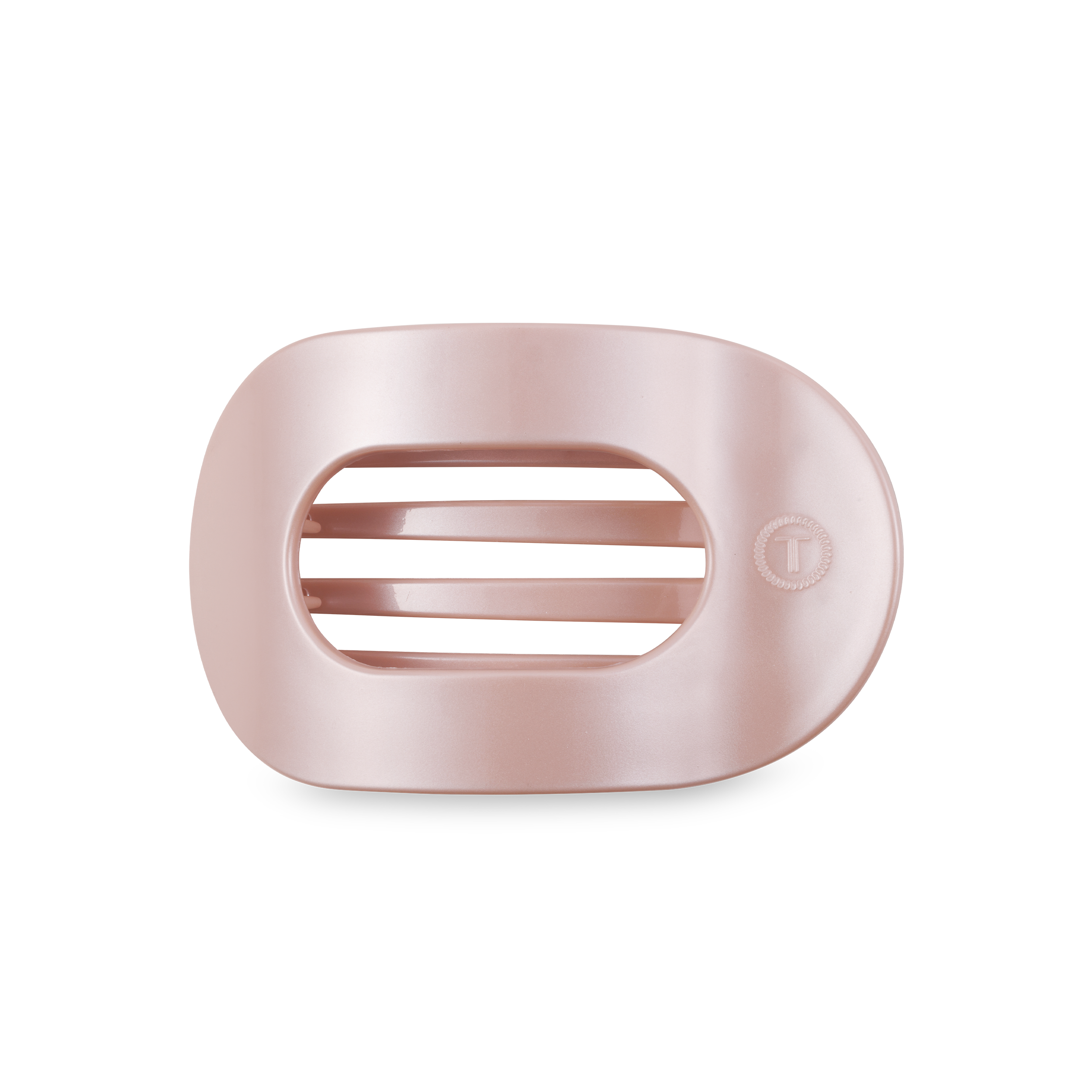 Medium Round Flat Hair Clip in pearly pink pearlized finish
