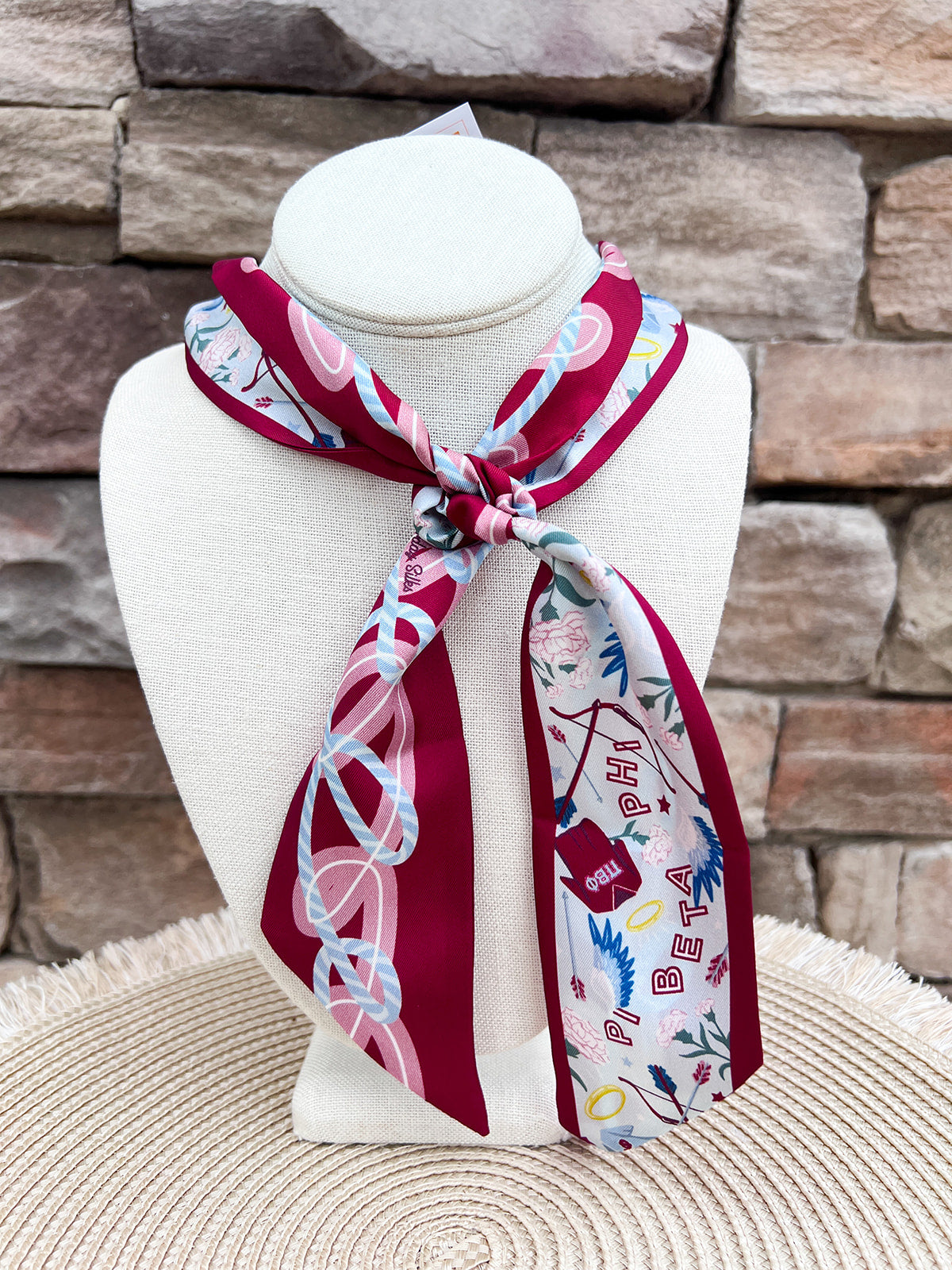 [Saturday Silks] Pi Beta Phi Skinny Scarf- The Pink Pineapple 850