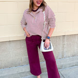 Saturday Stroll Striped Blouse in Garnet