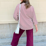Saturday Stroll Striped Blouse in Garnet