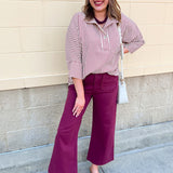 Saturday Stroll Striped Blouse in Garnet