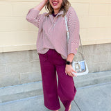 Saturday Stroll Striped Blouse in Garnet