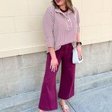 Saturday Stroll Striped Blouse in Garnet