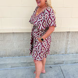 Saturday Sunset Aztec Dress in Garnet