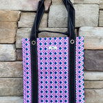 [Scout] Bagette Market Tote in Wisteria Cane with large square bottom and dual-length straps