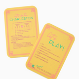 Yellow Mahjong tile shufflers with printed rules and tips